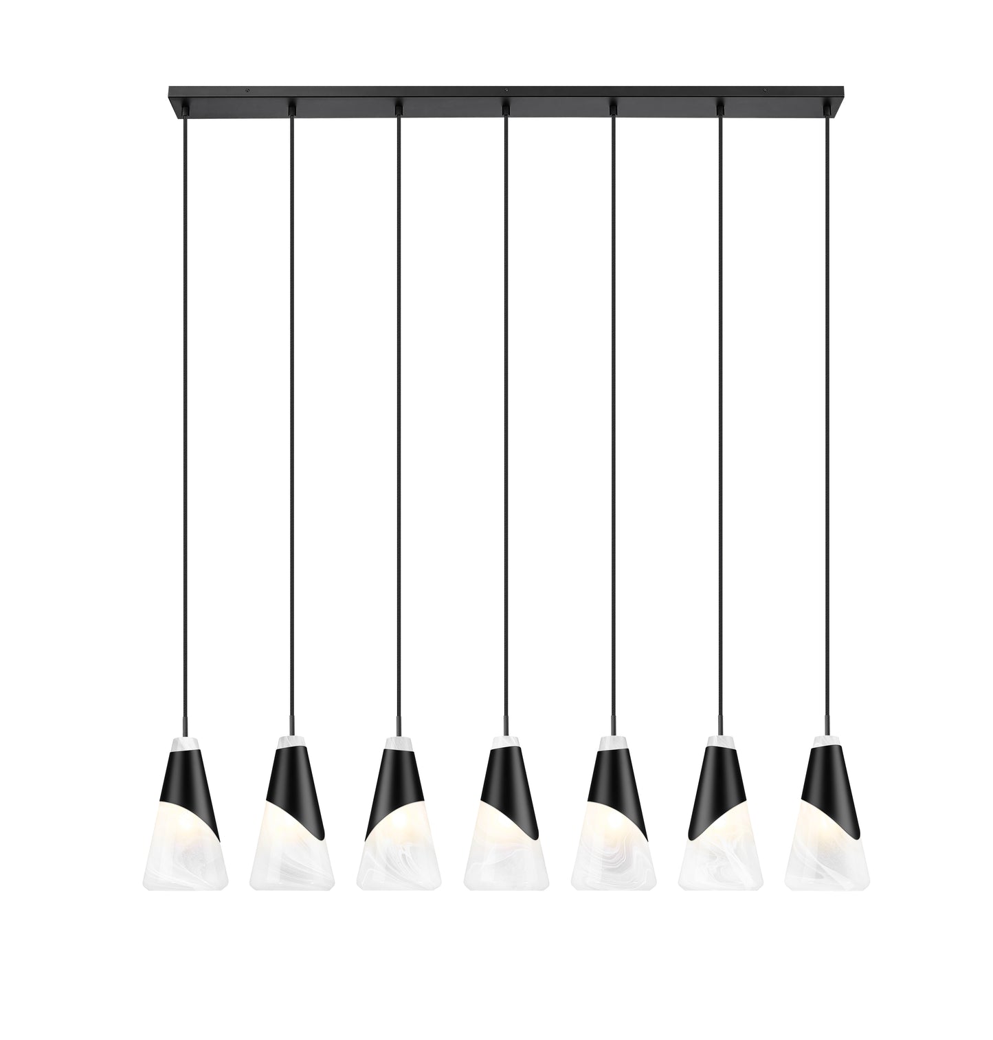 828P6-7L-MB - Aimie 7 Light Linear 54" Chandelier - Matte Black