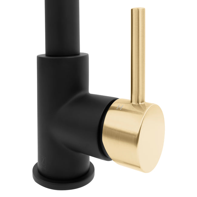 SRA-KF-ZMBCB - Autograph Edition Sierra Pull Down Spring Single Handle Kitchen Faucet in Matte Black and Champagne Bronze