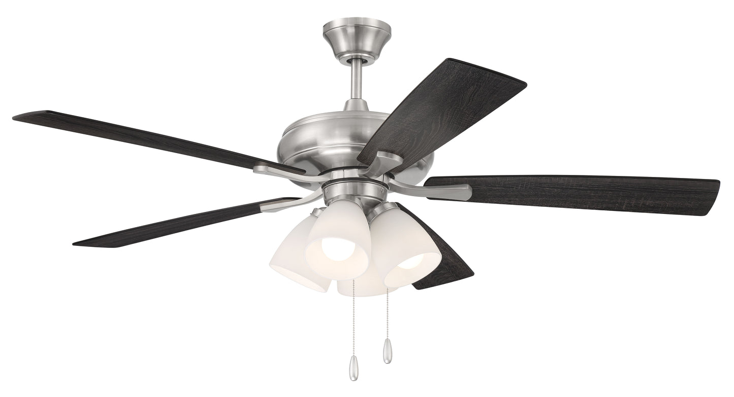 ECF114BNK5-BNGW - Eos Frost 4 Light 52" 5 Blade Ceiling Fan with Light Kit - Brushed Nickel