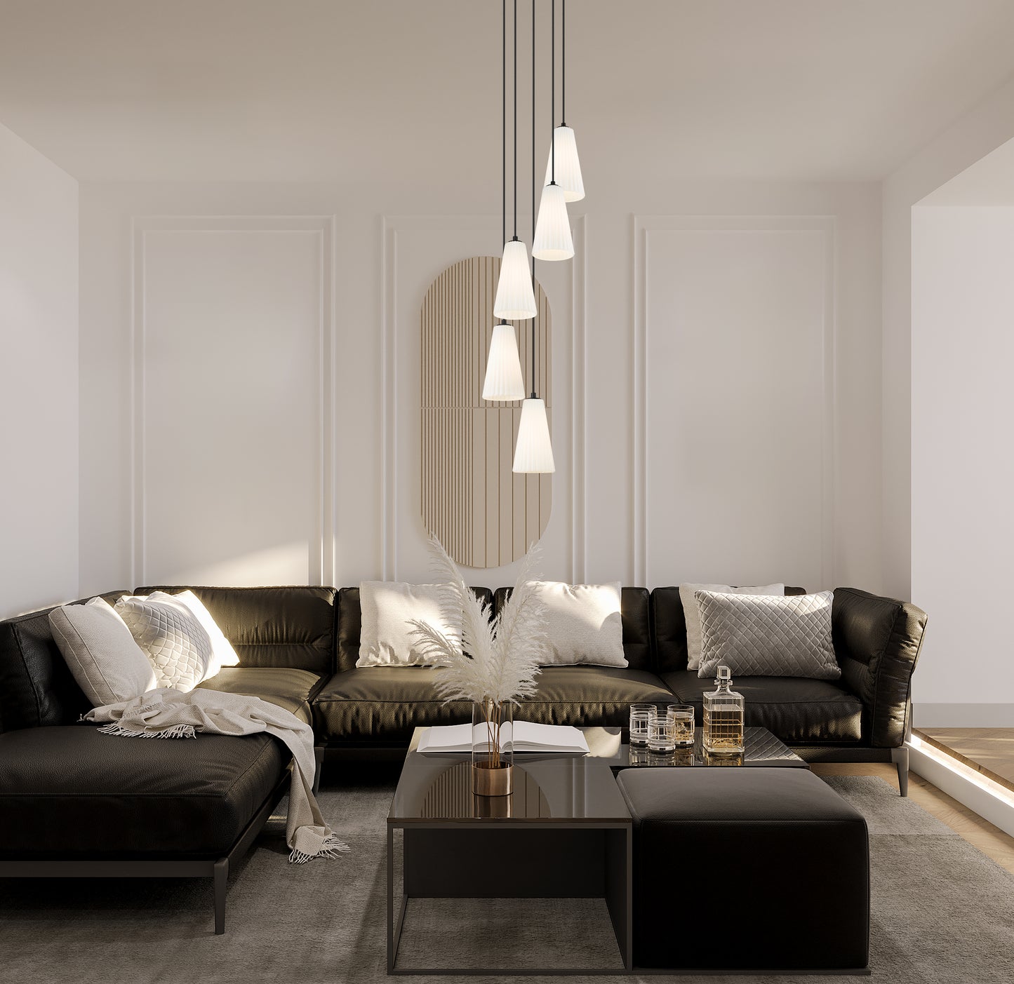 3043P6-5R-MB - Farrell 5 Light 12" Chandelier - Matte Black