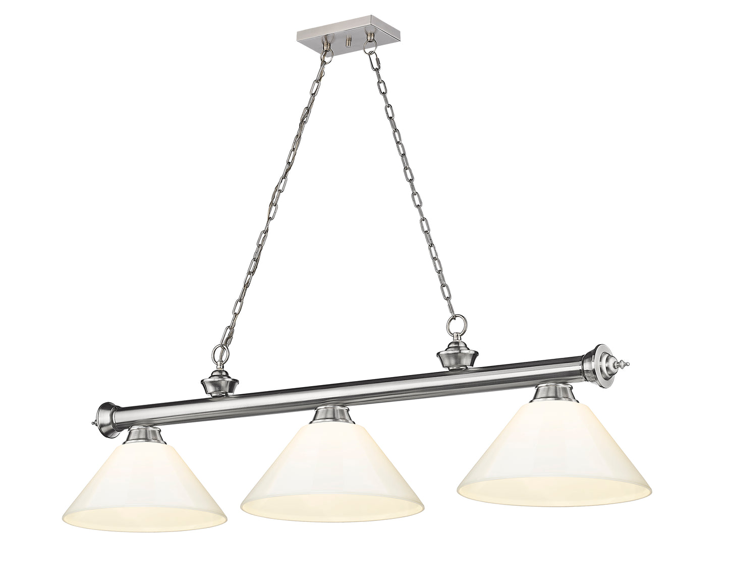 2306-3BN-PWH - Cordon 3 Light 57" Billiard - Brushed Nickel