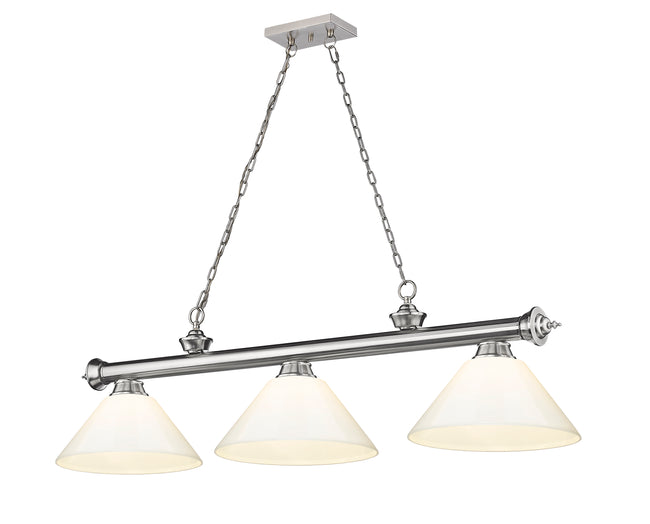 2306-3BN-PWH - Cordon 3 Light 57" Billiard - Brushed Nickel
