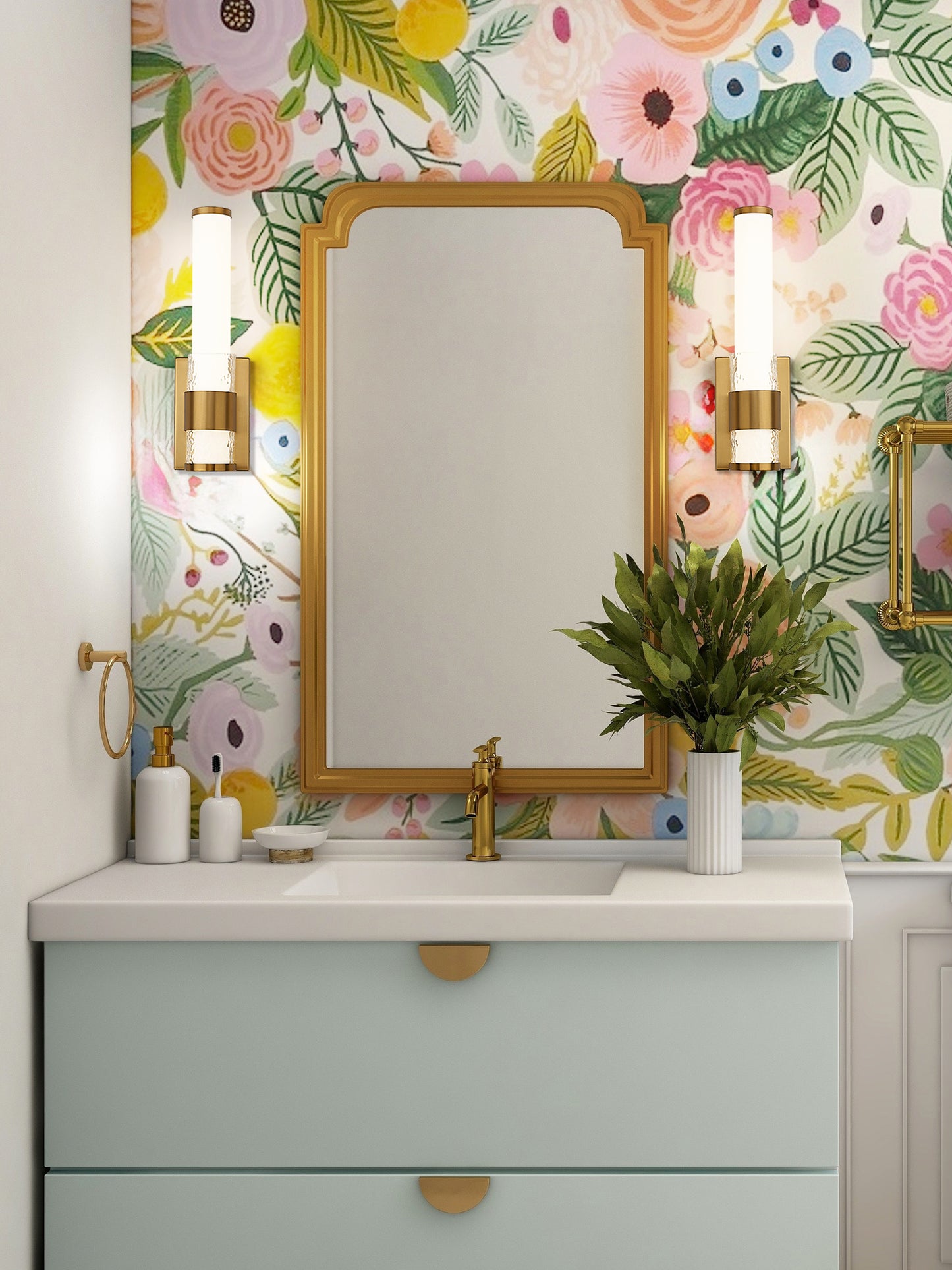 1015-1S-MGLD-LED - Egon 1 Light Wall 16" Sconce - Modern Gold