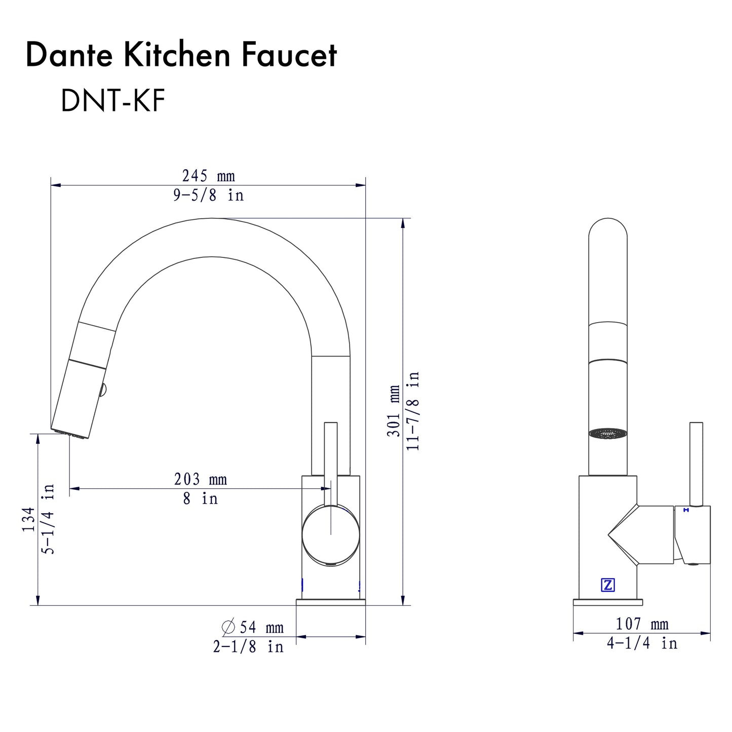 DNT-KF-PG - Dante Pull Down Kitchen Faucet in Polished Gold