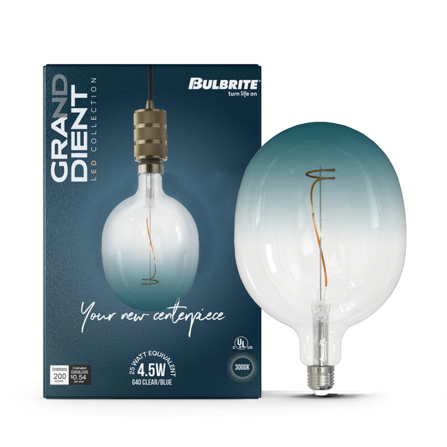 776322 - Filaments Dimmable C53 Clear / Blue Glass Medium Base - 4.5 Watt - 3000K