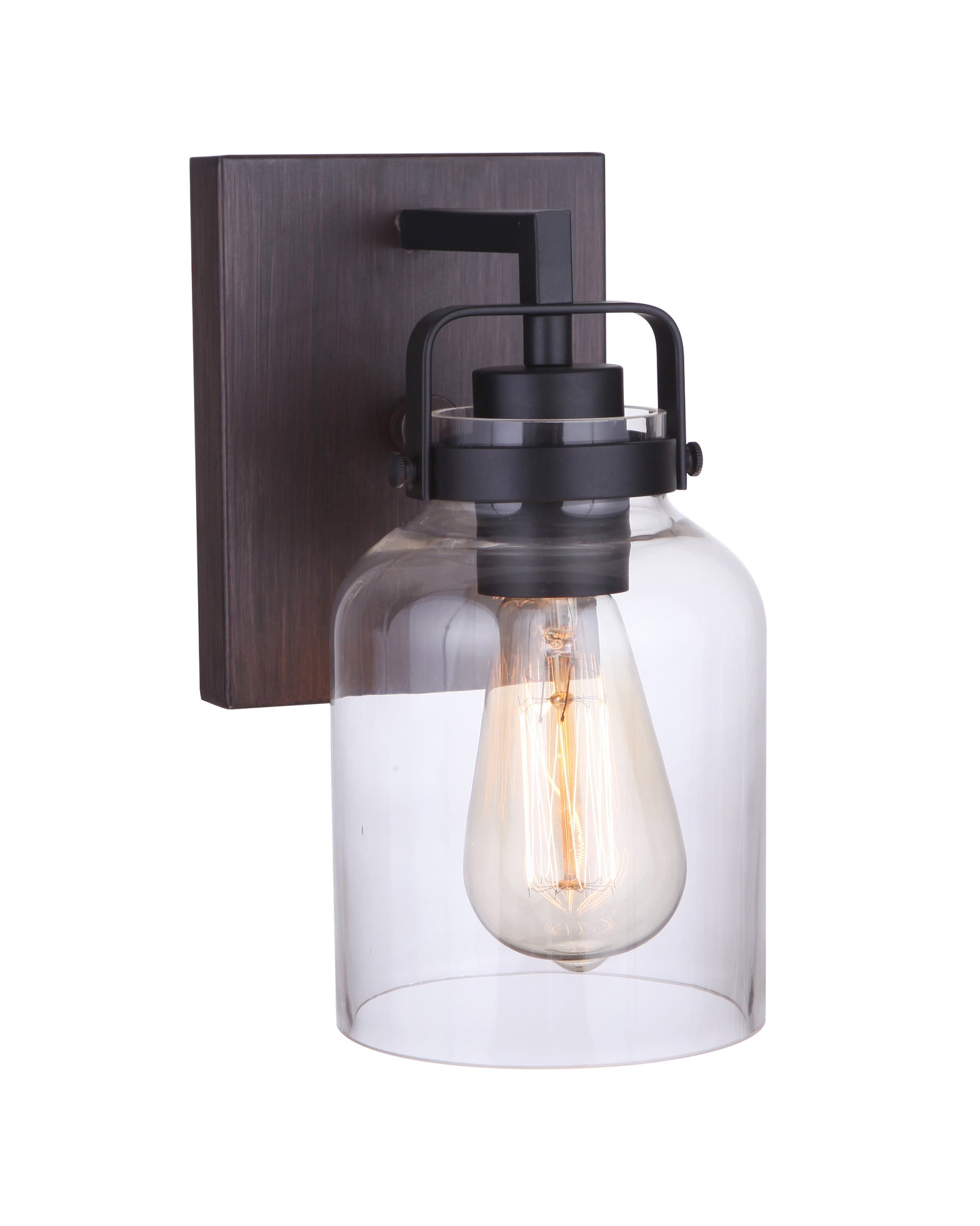 53601-FBDT - Foxwood 1 Light 9.5" High Wall Sconce - Flat Black / Dark Teak