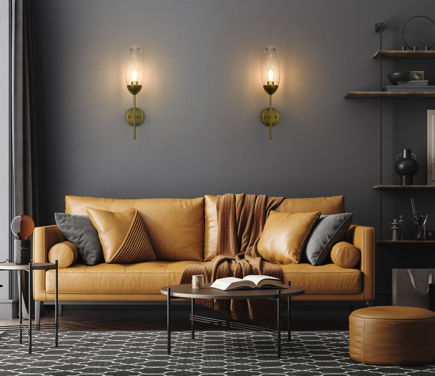 651S-RB - Arden 1 Light Wall 22" Sconce - Rubbed Brass