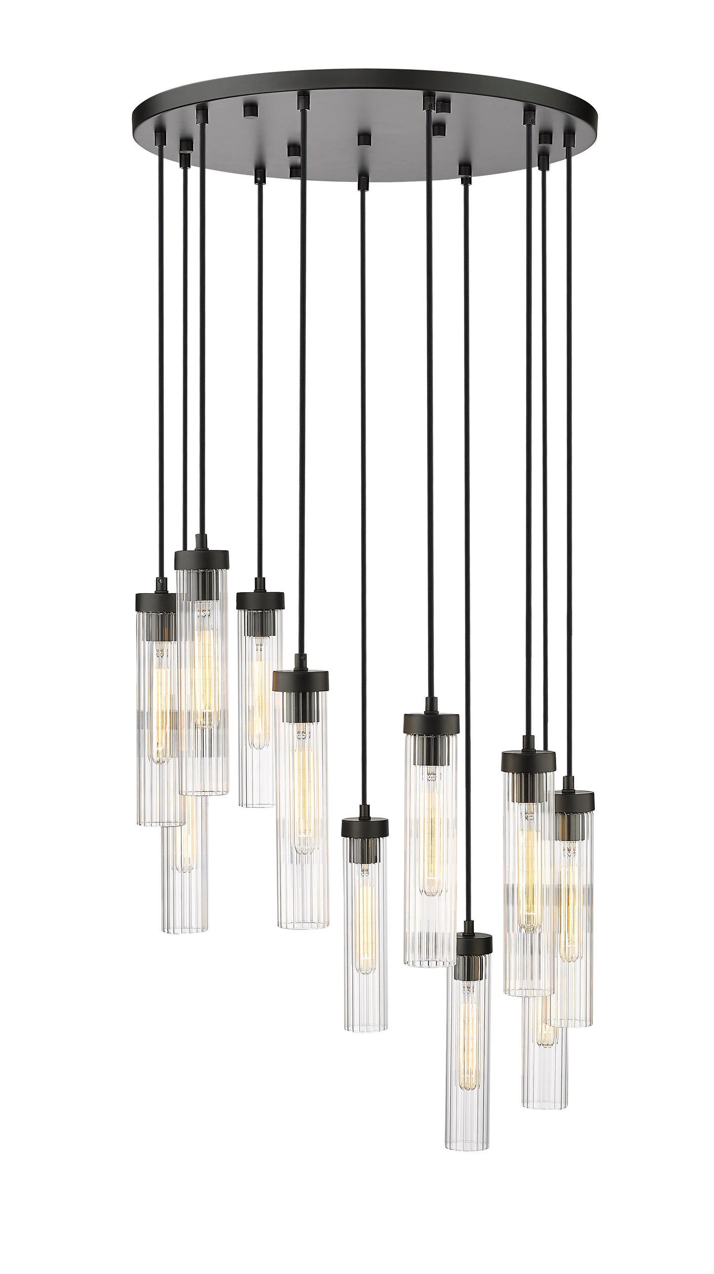 740P-11R-MB - Beau 11 Light 24" Chandelier - Matte Black