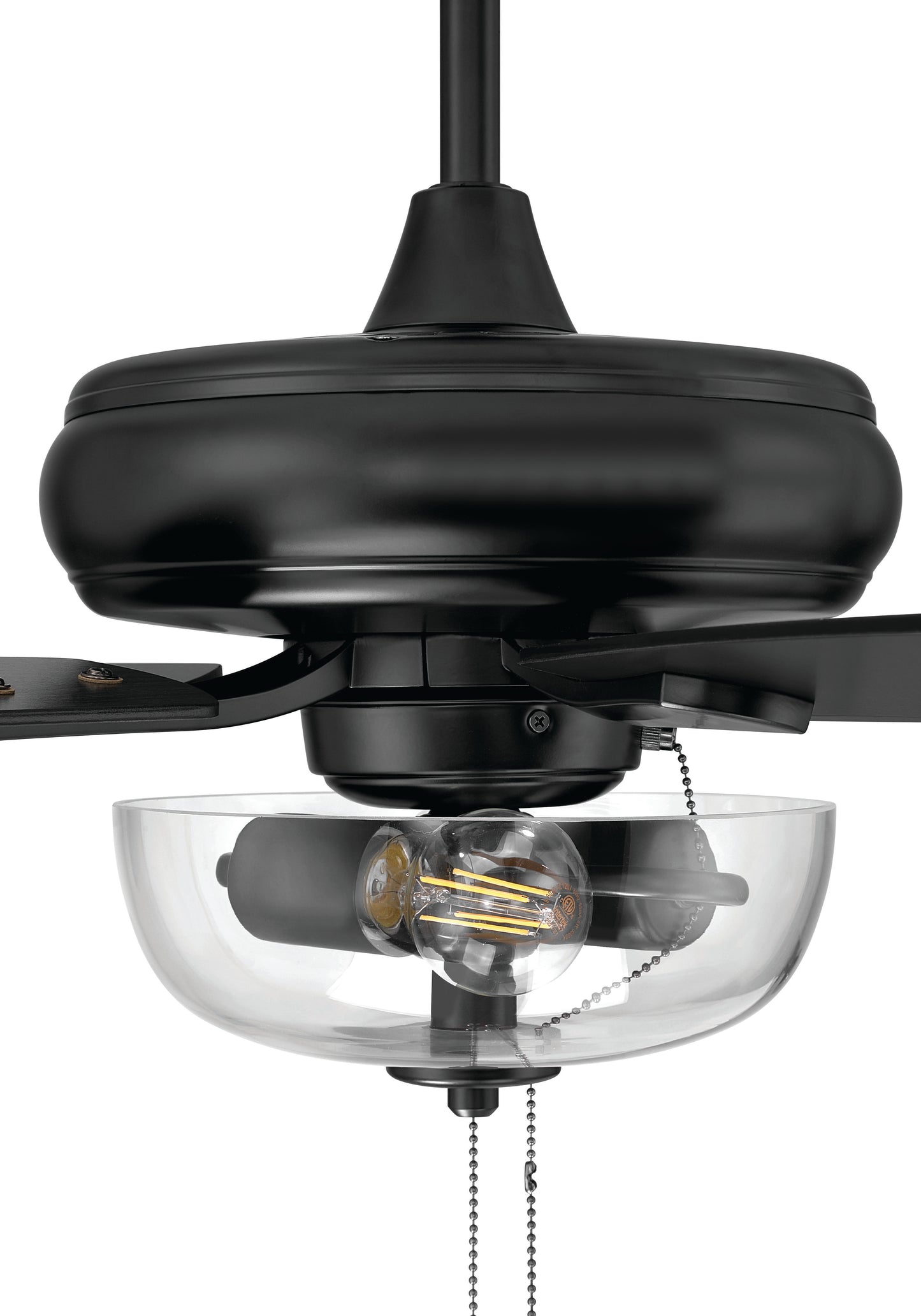 ECF201FB5-FBGW - EOS 2 Light Clear Bowl 52" Ceiling Fan 52" 5 Blade Ceiling Fan with Light Kit - Flat Black