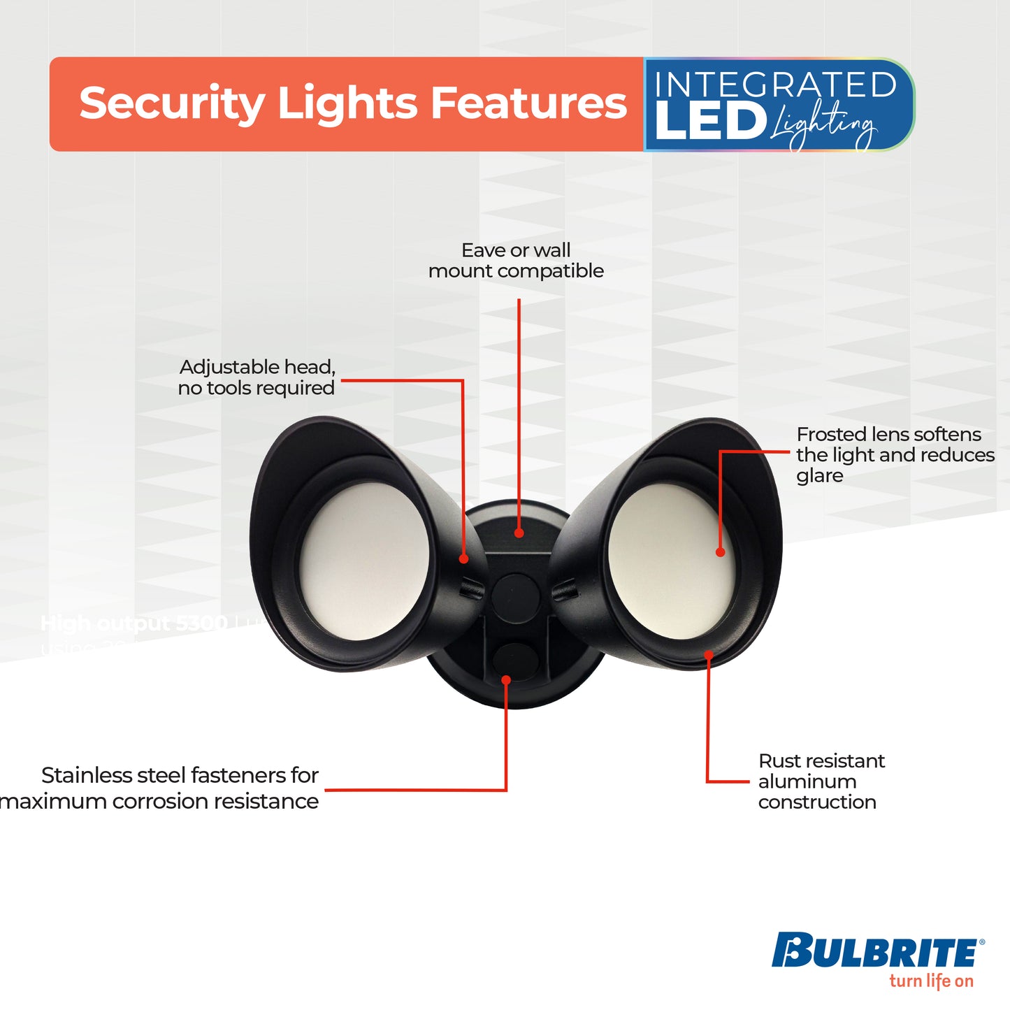 773701 - Wired Outdoor 2-Head LED Security Flood Light, Black Finish