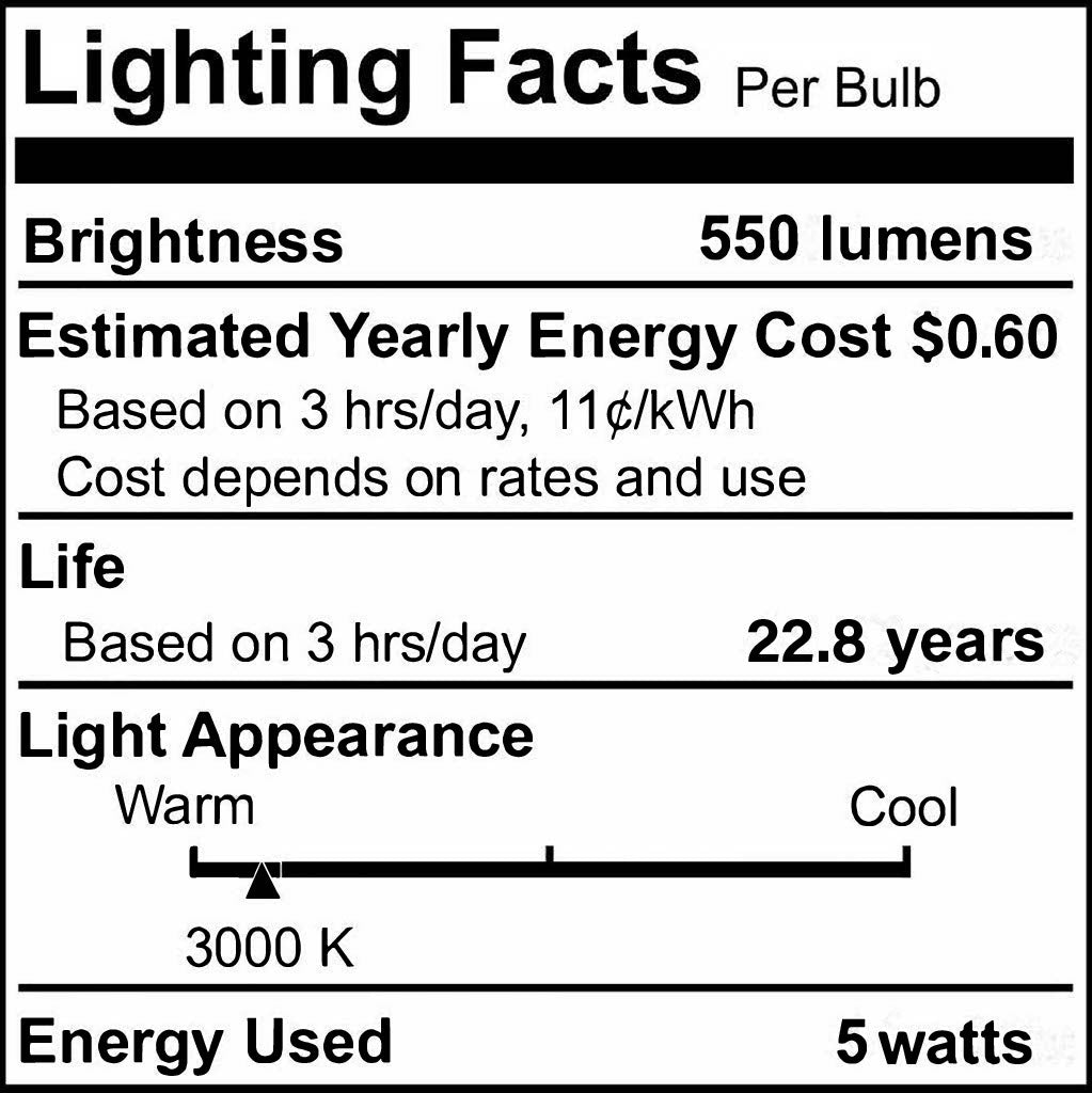 770630 - Dimmable T6 LED Mini Candelabra Light Bulb - 5 Watt - 3000K - 3 Pack