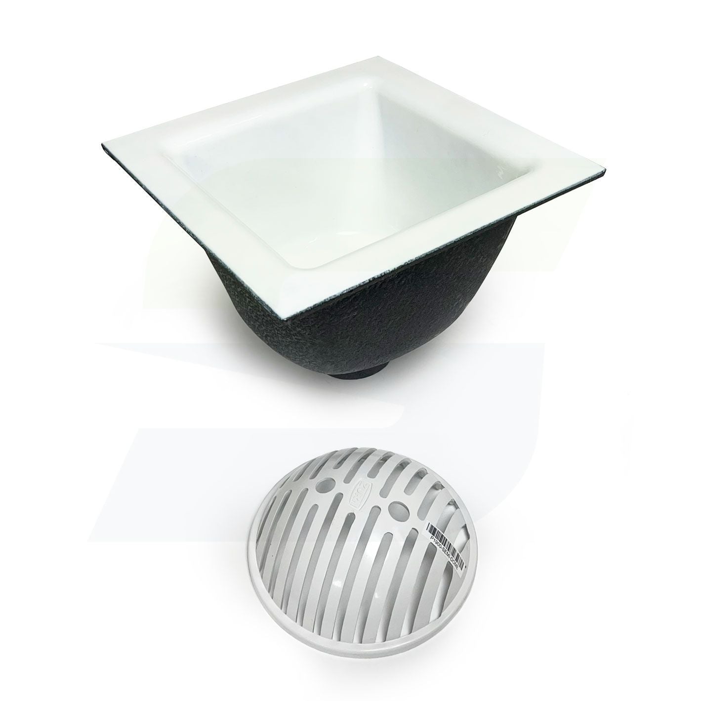 FD2375-NH3 - 12" x 12" Porcelain Enameled 6" Cast Iron Floor Sink - 3" No-Hub Connection
