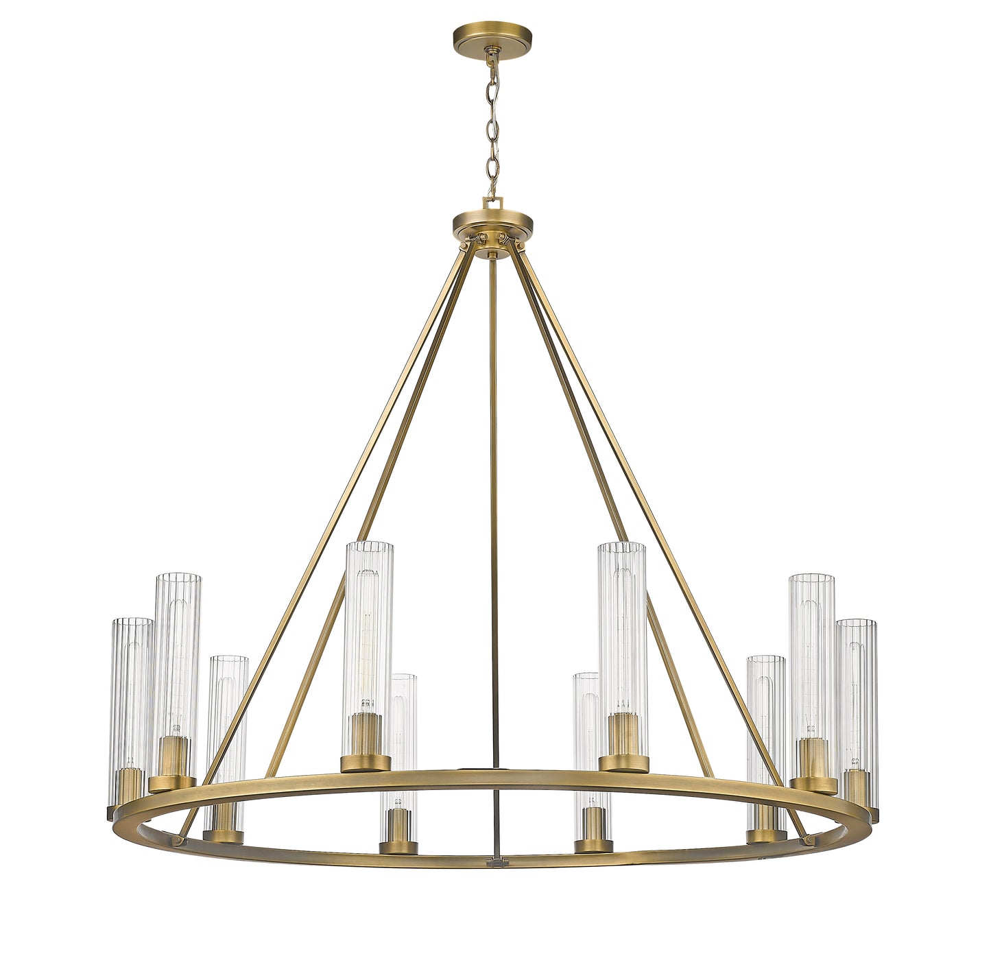 3031-10RB - Beau 10 Light 46" Chandelier - Rubbed Brass