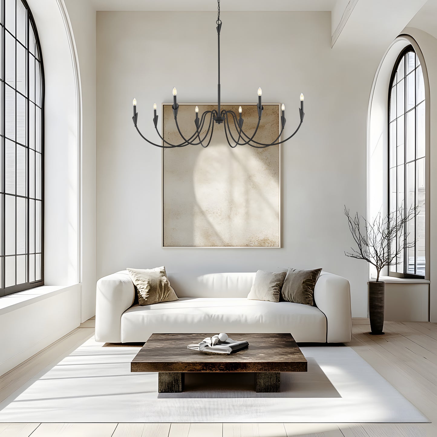 4014-65MB - Claudelle 8 Light 65" Chandelier - Matte Black