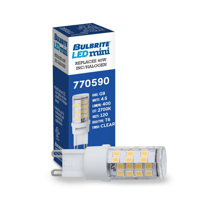 770590 - Dimmable T6 LED G9 Base Light Bulb - 4.5 Watt - 2700K - 3 Pack