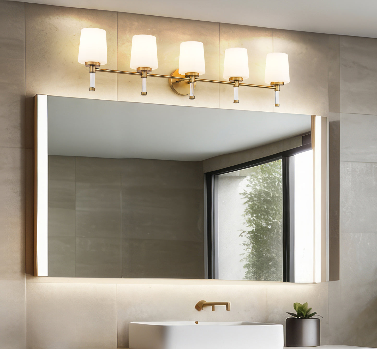 7700-5V-MGLD - Henri 5 Light 42" Vanity - Modern Gold