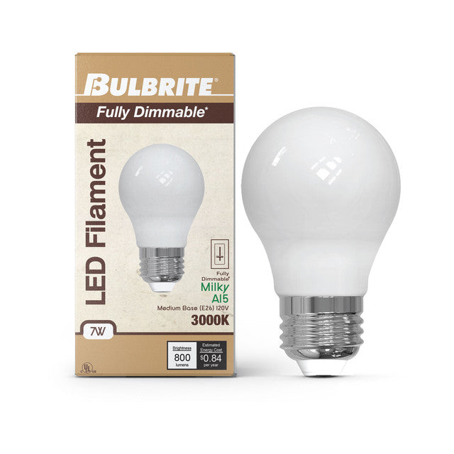 776832 - Filaments Dimmable A15 Milky Glass Medium Base - 7 Watt - 3000K - 4 Pack