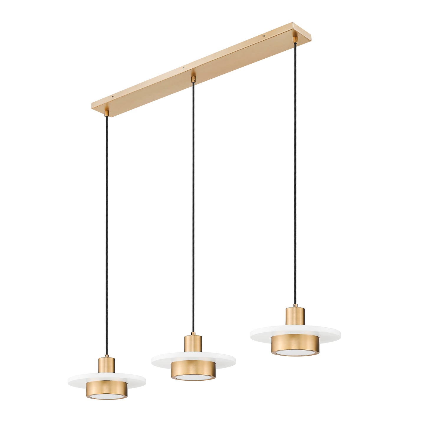 829P12-3L-MW-MGLD-LE - Ludo 3 Light Linear 52" Chandelier - Matte White / Modern Gold