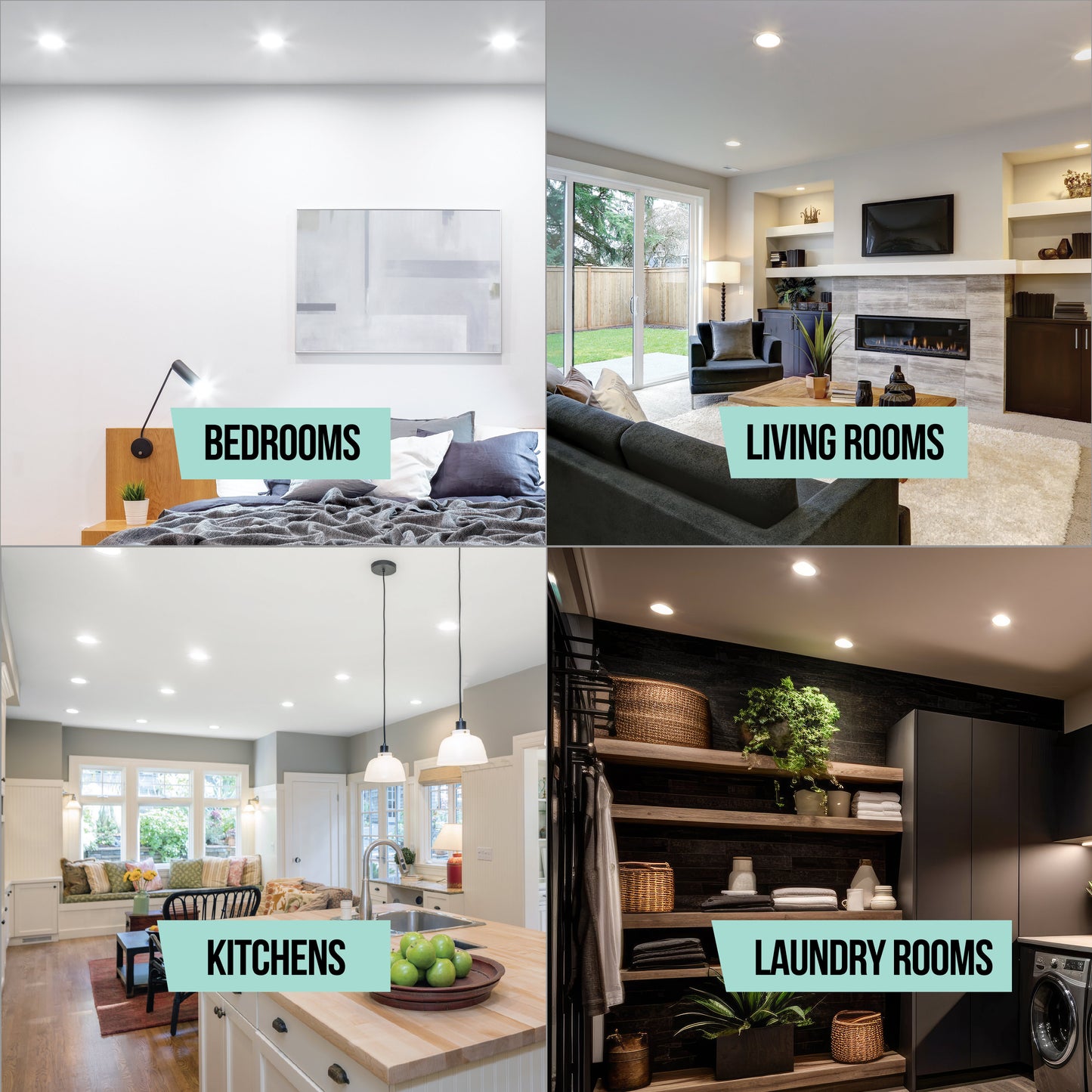 773275 - 7" Dimmable Recessed Retrofit LED Black Aluminum Ceiling Light - 14W - 3000K - 4 Pack