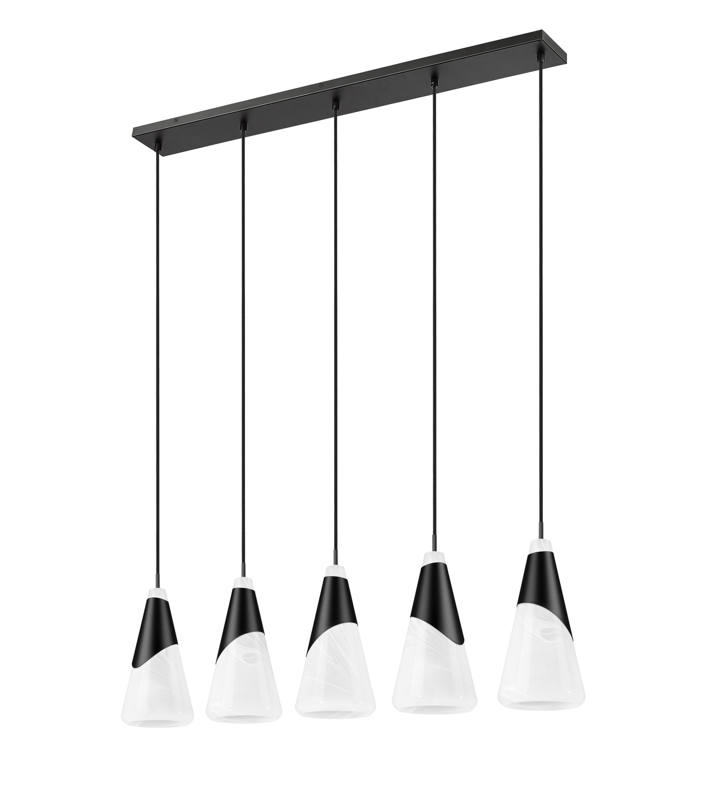828P7-5L-MB - Aimie 5 Light Linear 42" Chandelier - Matte Black