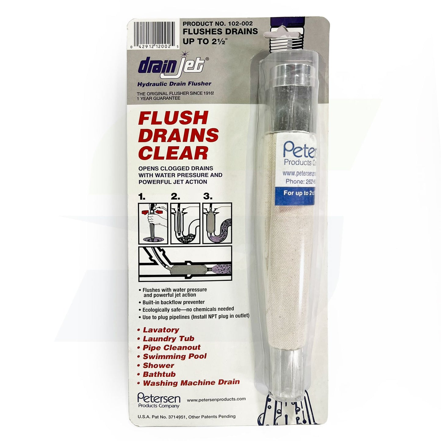 102-002 - DrainJet Professional Hydraulic Drain Flusher - 1-1/2" to 2-1/2"