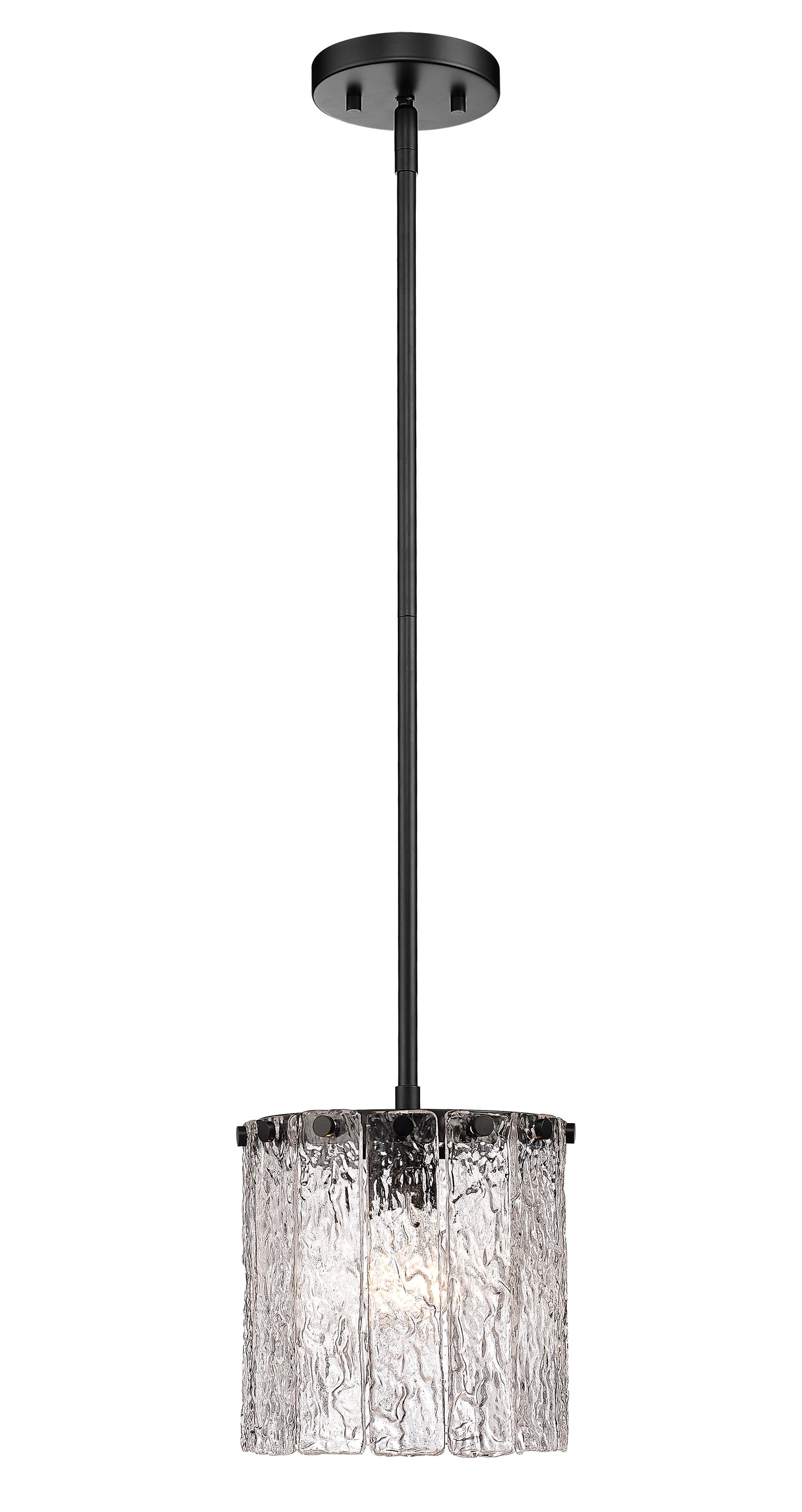 1943P8-MB - Glacier 1 Light 8" Pendant - Matte Black