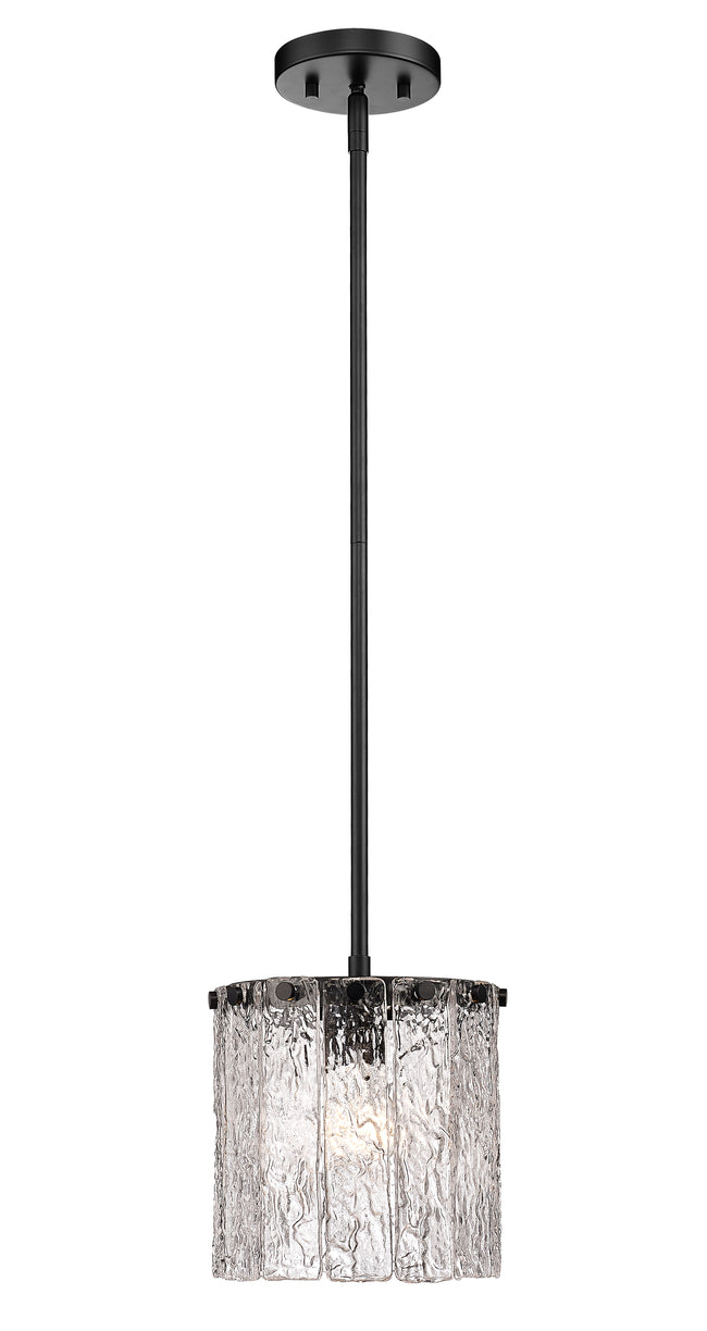1943P8-MB - Glacier 1 Light 8" Pendant - Matte Black