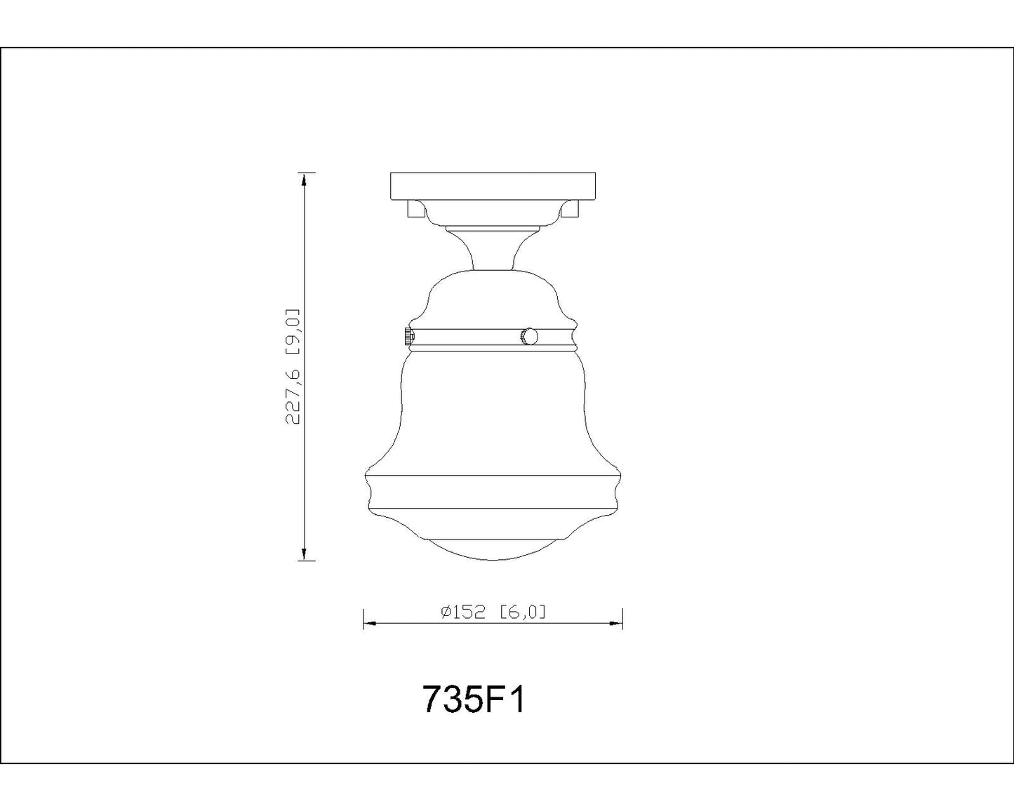 735F1-LG - Vaughn 1 Light Flush 6" Mount - Luxe Gold