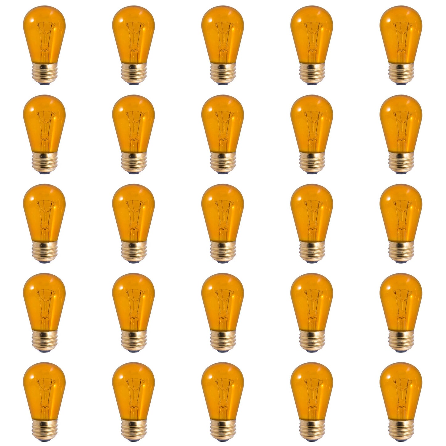 701211 - Dimmable Transparent Amber S14 Incandescent Light Bulb - 11 Watt - 25 Pack