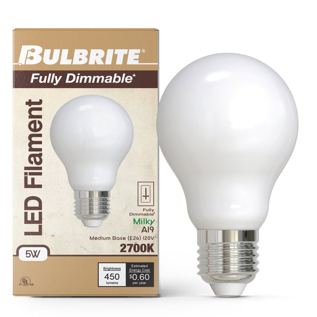 776954 - Dimmable Milky A19 LED Light Bulb - 5 Watt - 2700K - 4 Pack