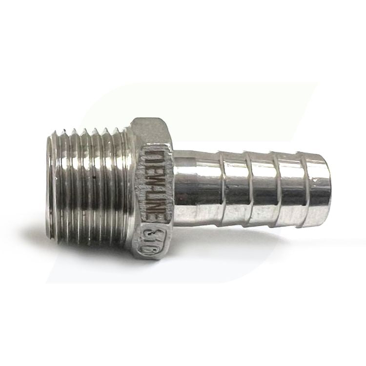 N400-050-050SS - 316 Stainless Hose Barb x Male NPT - 1/2" Hose x 1/2" Male NPT