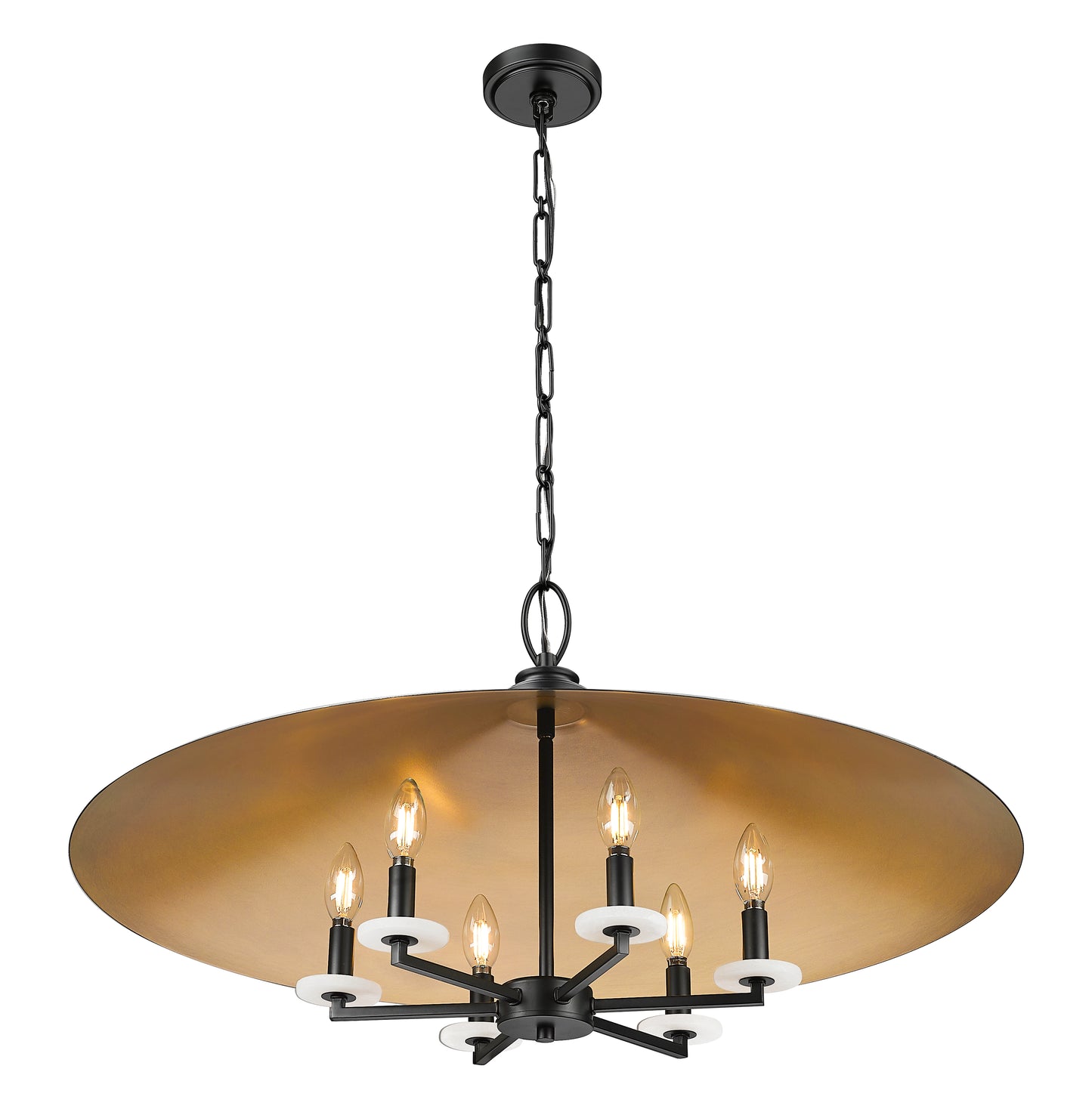 1953-32MB - Rialto 6 Light 32" Pendant - Matte Black