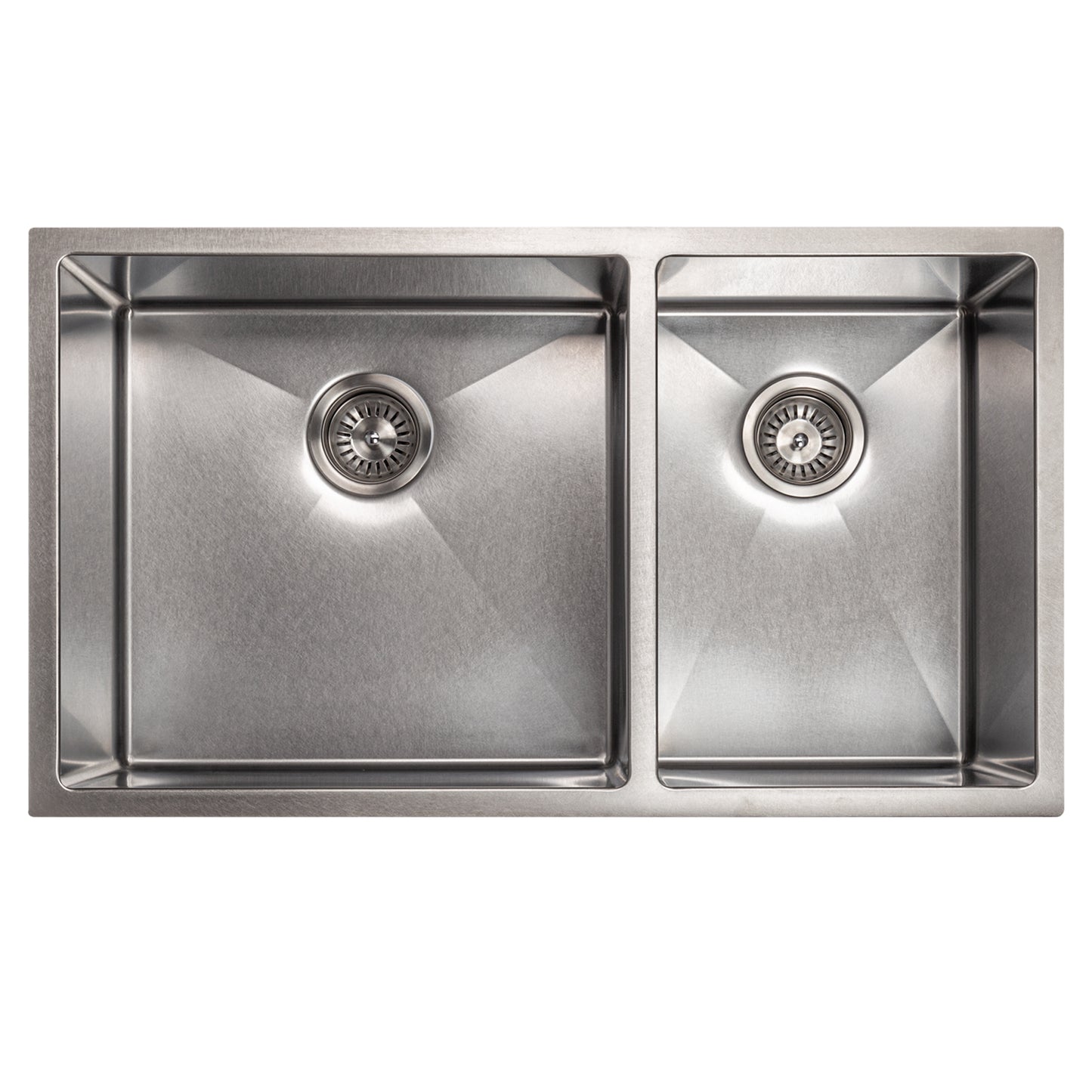 SR60D-36S - 36" Chamonix Undermount Double Bowl Satin Stainless Steel Kitchen Sink with Bottom Grid