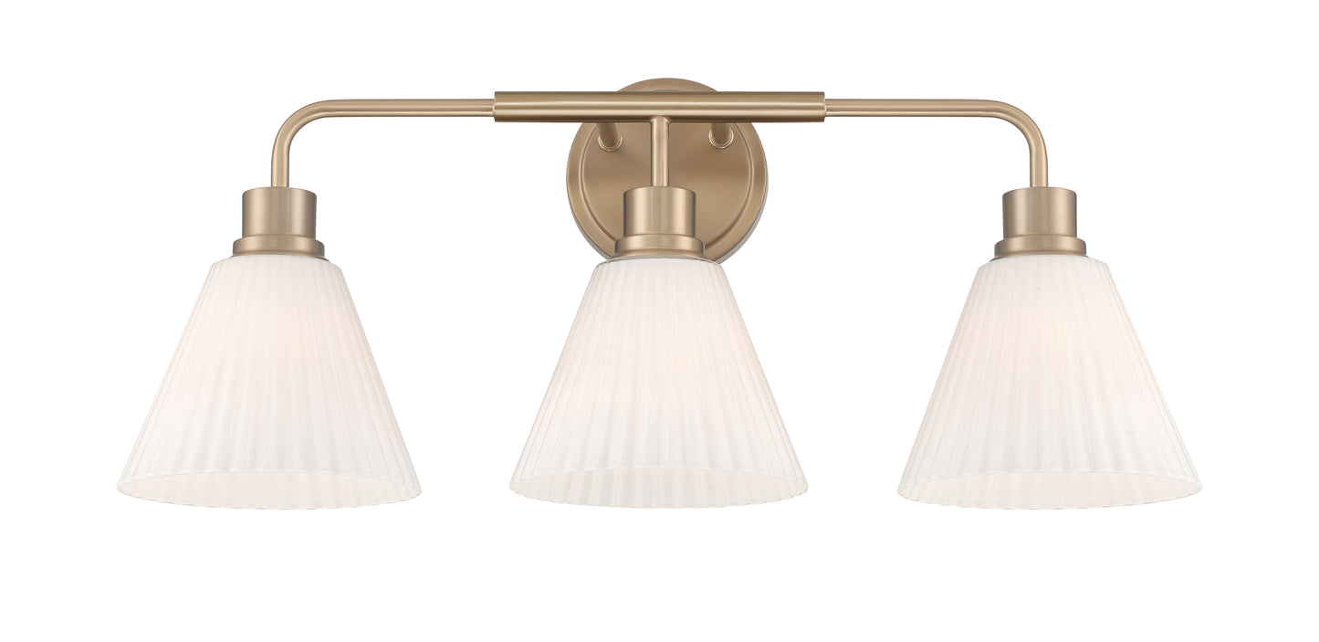 62303-CPZ - Pleated II 3 Light 25" Wide Vanity Light - Premium Bronze