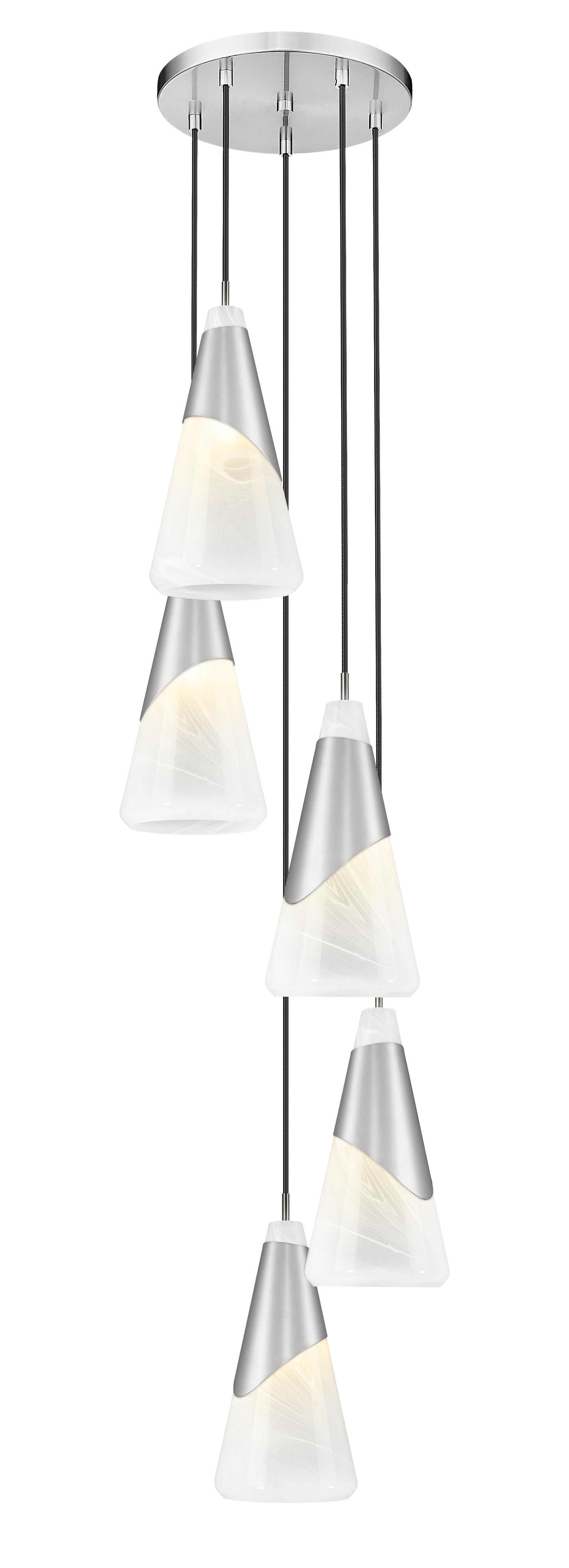 828P7-5R-BN - Aimie 5 Light 12" Chandelier - Brushed Nickel