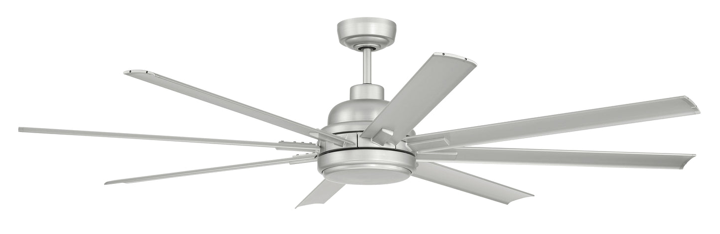 RSH65PN8 - Rush 65 65" 8 Blade Indoor Outdoor Ceiling Fan with Light Kit - Painted Nickel