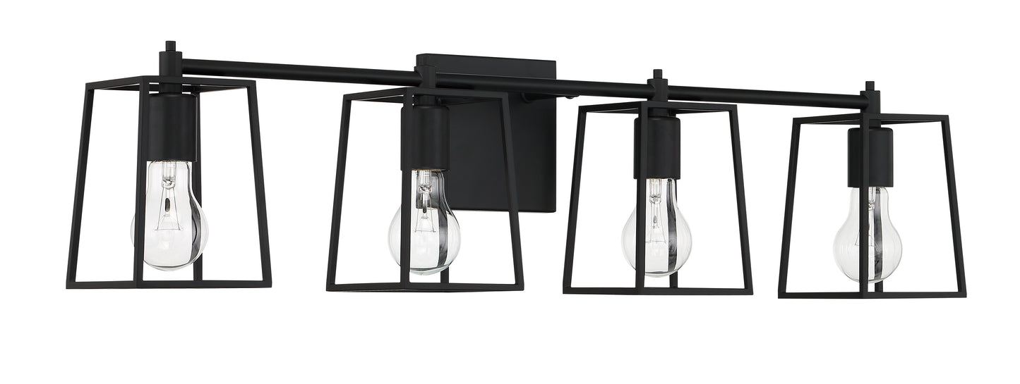 12132FB4 - Dunn 4 Light 32" Wide Vanity Light - Flat Black