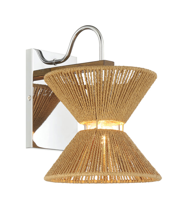 58561-CHWAL - Serena 1 Light 12.13" High Wall Sconce - Chrome / Walnut