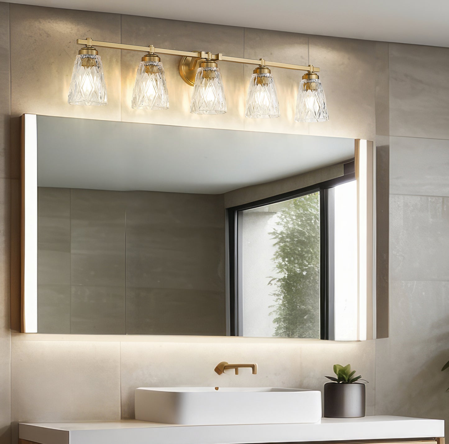 1960-5V-MGLD - Andree 5 Light 40" Vanity - Modern Gold