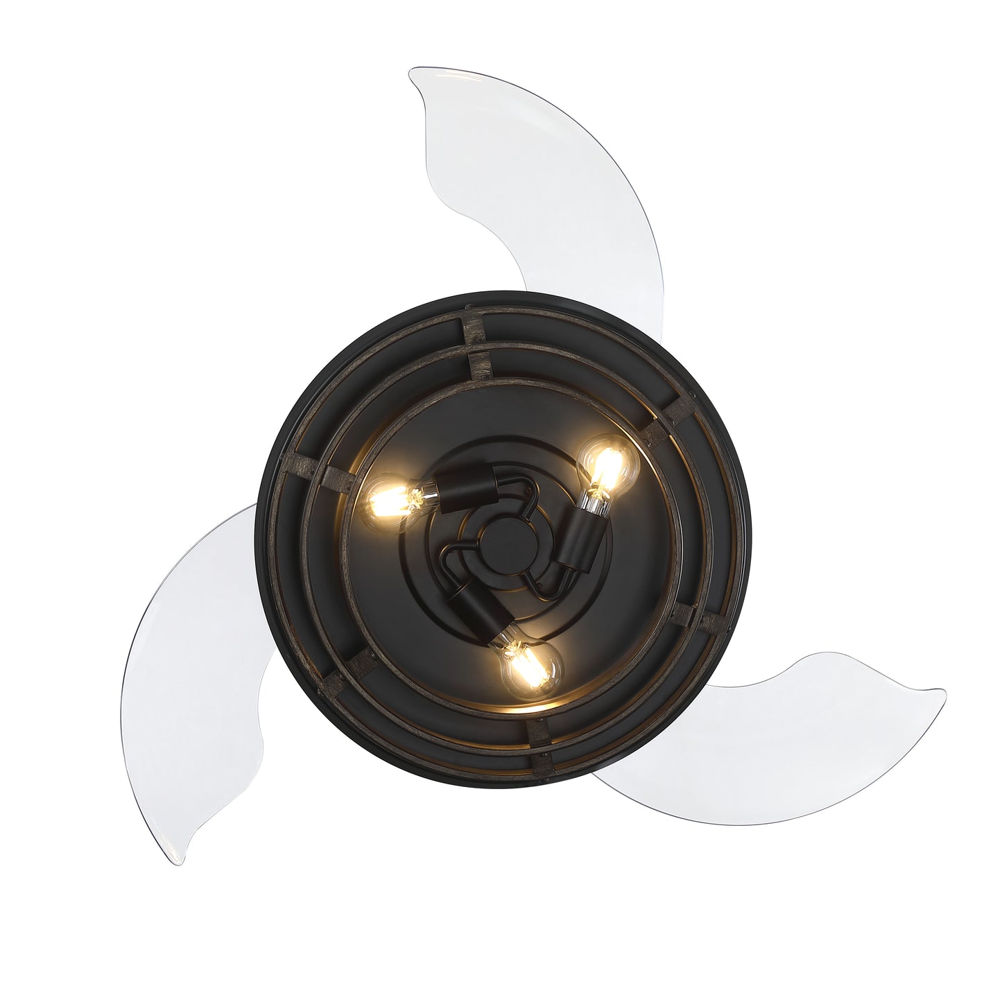WHS42FBGW3 - Whiskey 42 Hidden Blades 42" 3 Blade Ceiling Fan with Light Kit - Flat Black