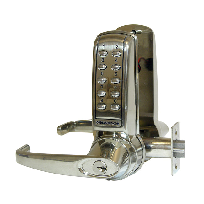 CL4210SS - 90 User Electronic Keypad Lever Lock - Satin Stainless Steel