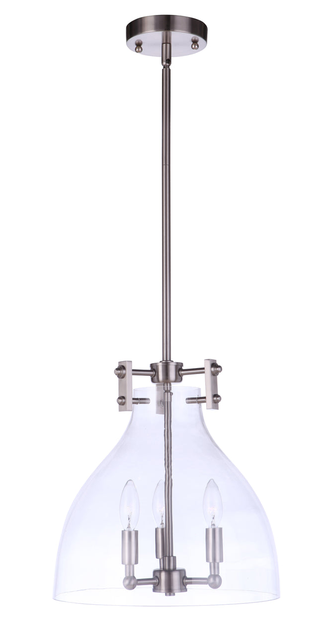 55893-BNK - Chardonnay 3 Light 13.25" Wide Pendant - Brushed Nickel
