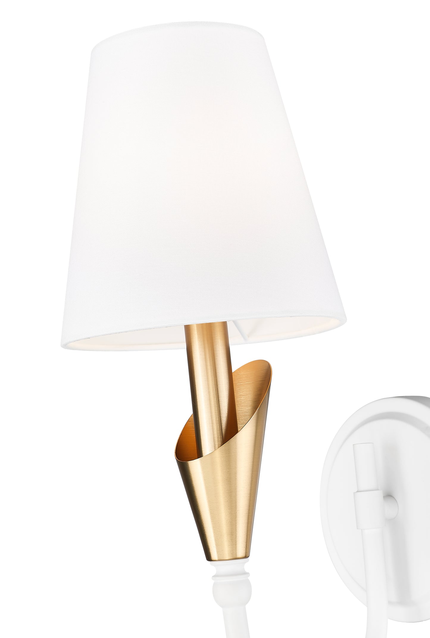 4014-1S-TW-MGLD - Claudelle 1 Light Wall 14" Sconce - Tundra White / Modern Gold