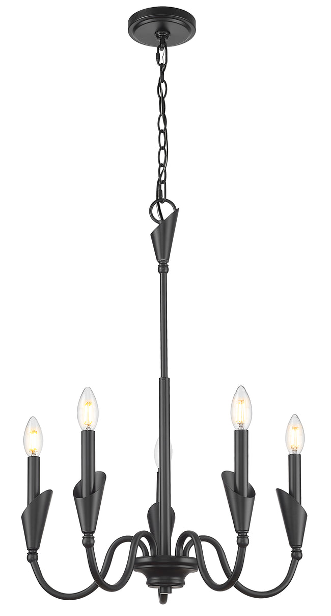4014-24MB - Claudelle 5 Light 24" Chandelier - Matte Black