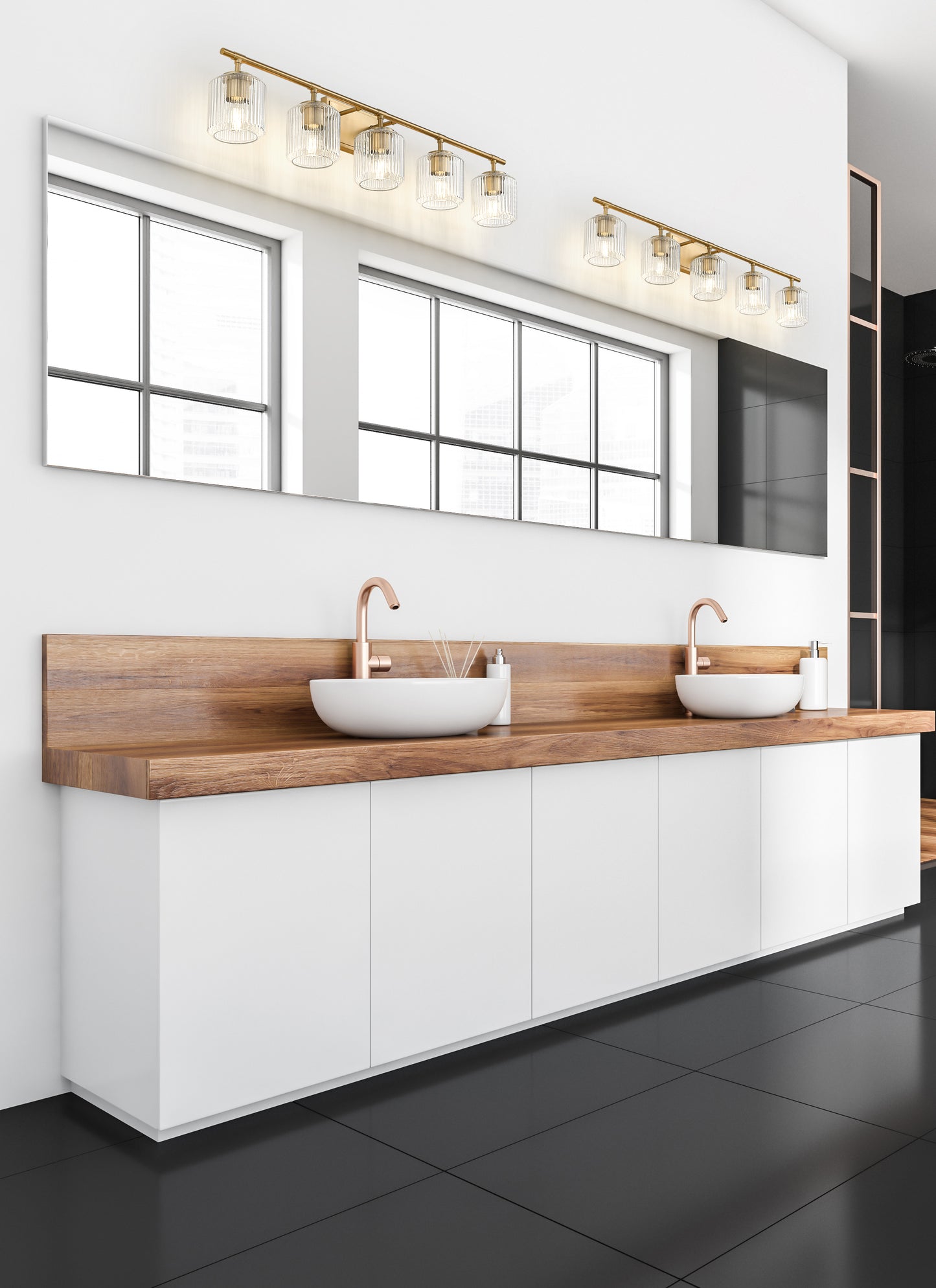 7515-5V-MGLD - Landon 5 Light 42" Vanity - Modern Gold