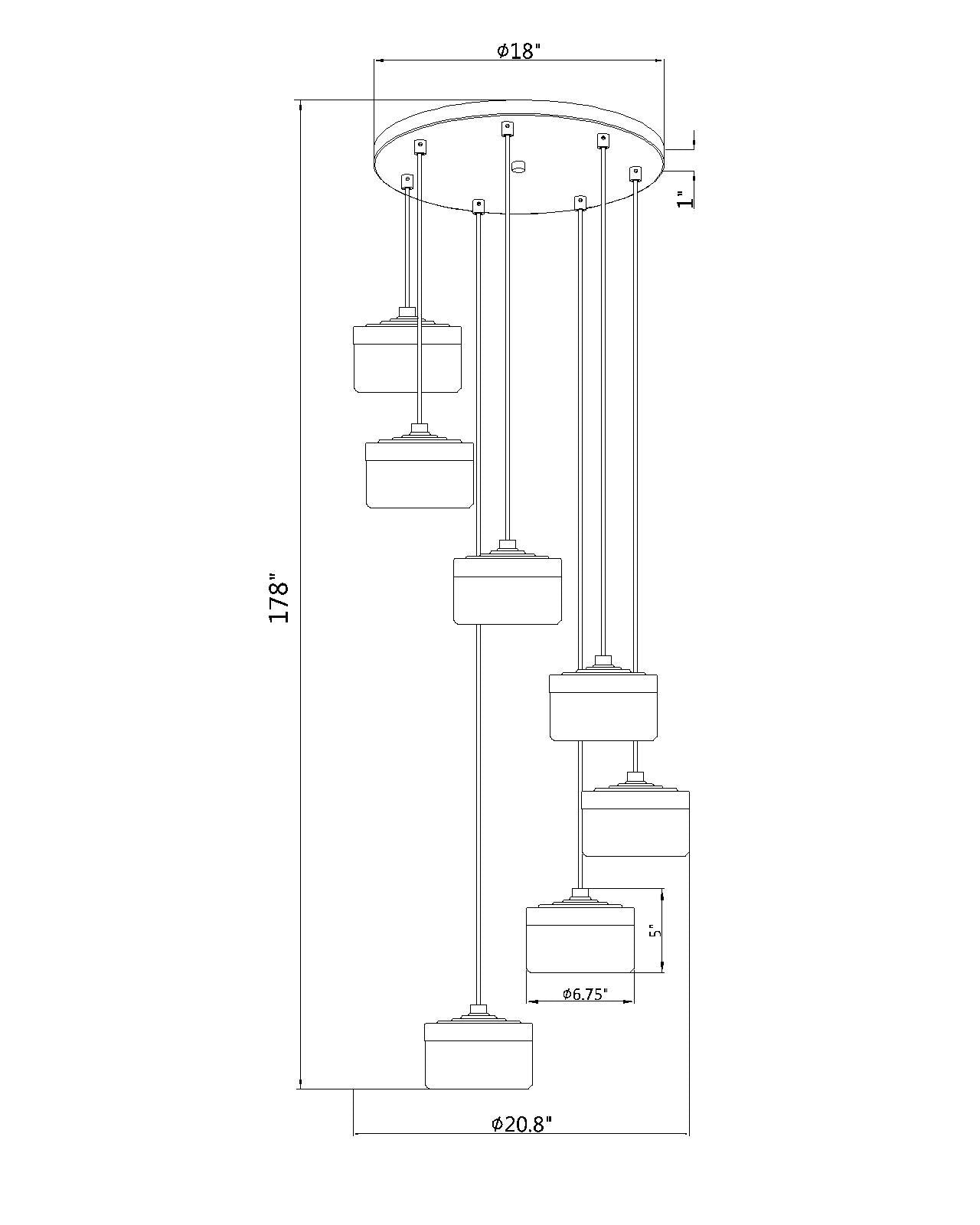 827P6-7R-MB-LED - Renaud 7 Light 21" Chandelier - Matte Black