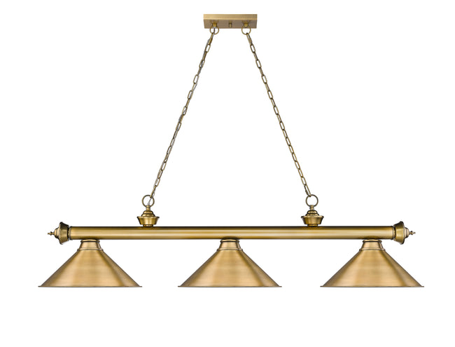 2306-3RB-RB15 - Cordon 3 Light 57" Billiard - Rubbed Brass