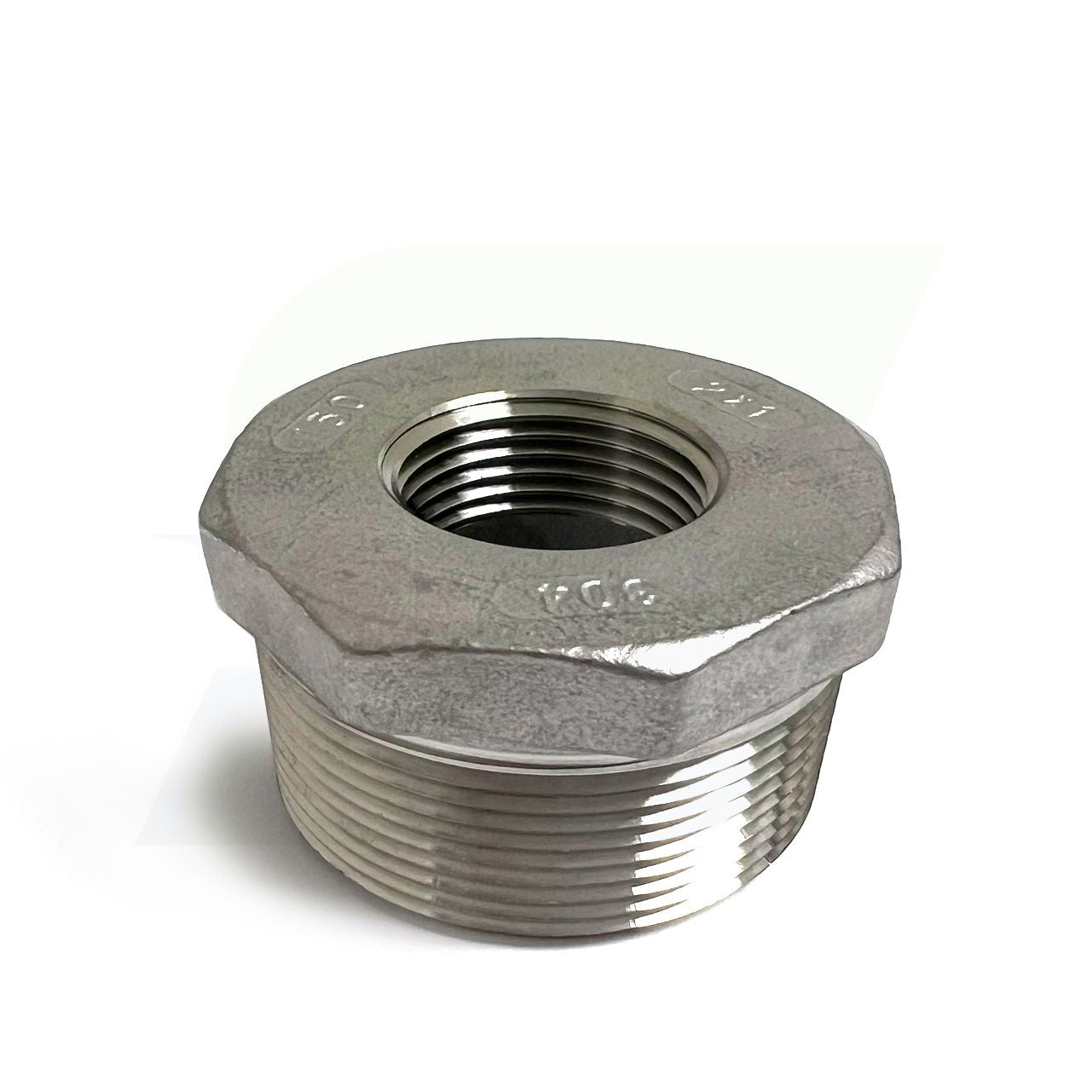 K414-3220 - 2" x 1-1/4" Threaded Hex Head Bushing, 304 Stainless Steel