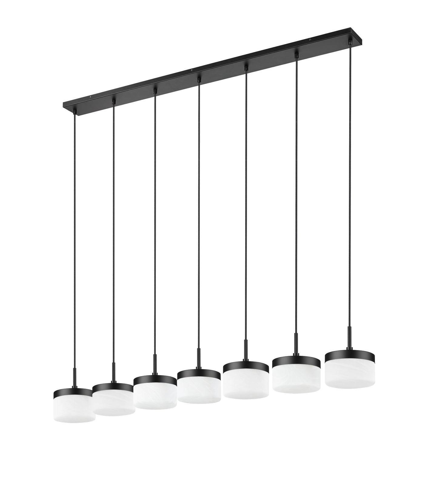 827P6-7L-MB-LED - Renaud 7 Light Linear 59" Chandelier - Matte Black