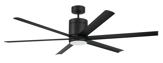 TTE65FB6 - Tate 65" 6 Blade Indoor Outdoor Ceiling Fan with Light Kit - Flat Black
